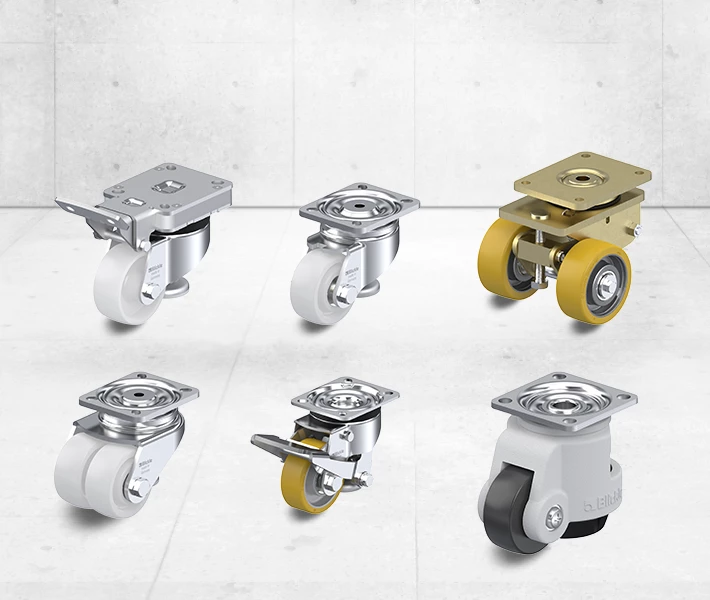 Levelling casters and compact casters