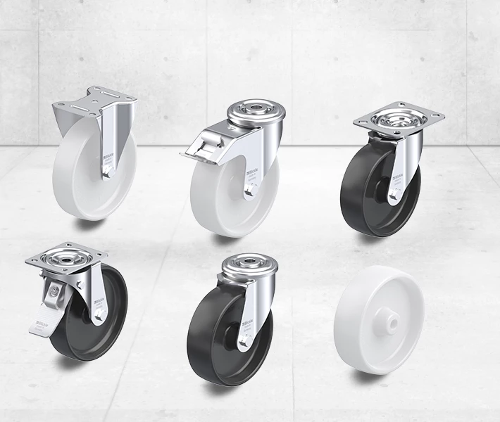 Polypropylene casters and polypropylene wheels
