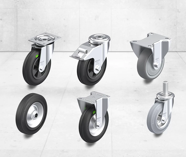 Standard rubber wheels and rubber wheel casters
